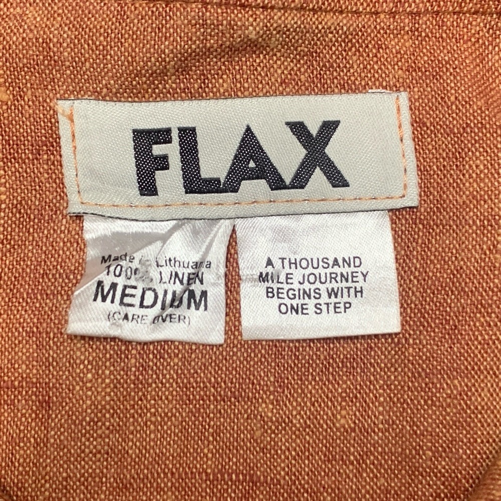 Flax Shirt Women's Orange 100% Linen Button Tunic Minimalist Lagenlook - Size M - Picture 5 of 16